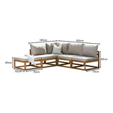 Rowan 5 Seater Wooden Garden Chaise Corner Sofa Set - Natural - Laura James
