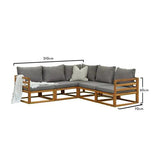 Rowan 5 Seater Wooden Garden Sofa Set - Natural - Laura James
