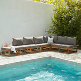 Rowan Grey 7 Seater Wooden Chaise Corner Sofa Set - Laura James