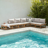 Rowan Natural 7 Seater Wooden Corner Sofa Set with Footstool - Laura James