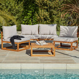 Rowan 2 Armchairs with 2 Seater Sofa and Coffee Table - Natural - Laura James
