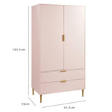 Set-Gloria Bedside Table - 3 Drawer Chest - Tallboy & Wardrobe - Blush Pink