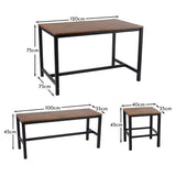 Sheffield Rich Oak Dining Table Set - 6 Seater - 1 Sheffield Bench & 4 Stools - Matte Black Legs