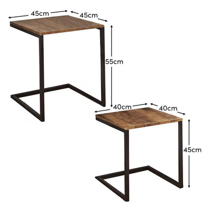 Sheffield industrial nest of tables - wood effect & metal - Laura James