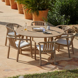 Shiro 6 Seater Wooden Round Garden Dining Table with 6 Shiro chairs - 160cm - Laura James