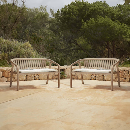 Shiro Premium Whitewash Garden Wooden Bench - Set of 2 - Laura James
