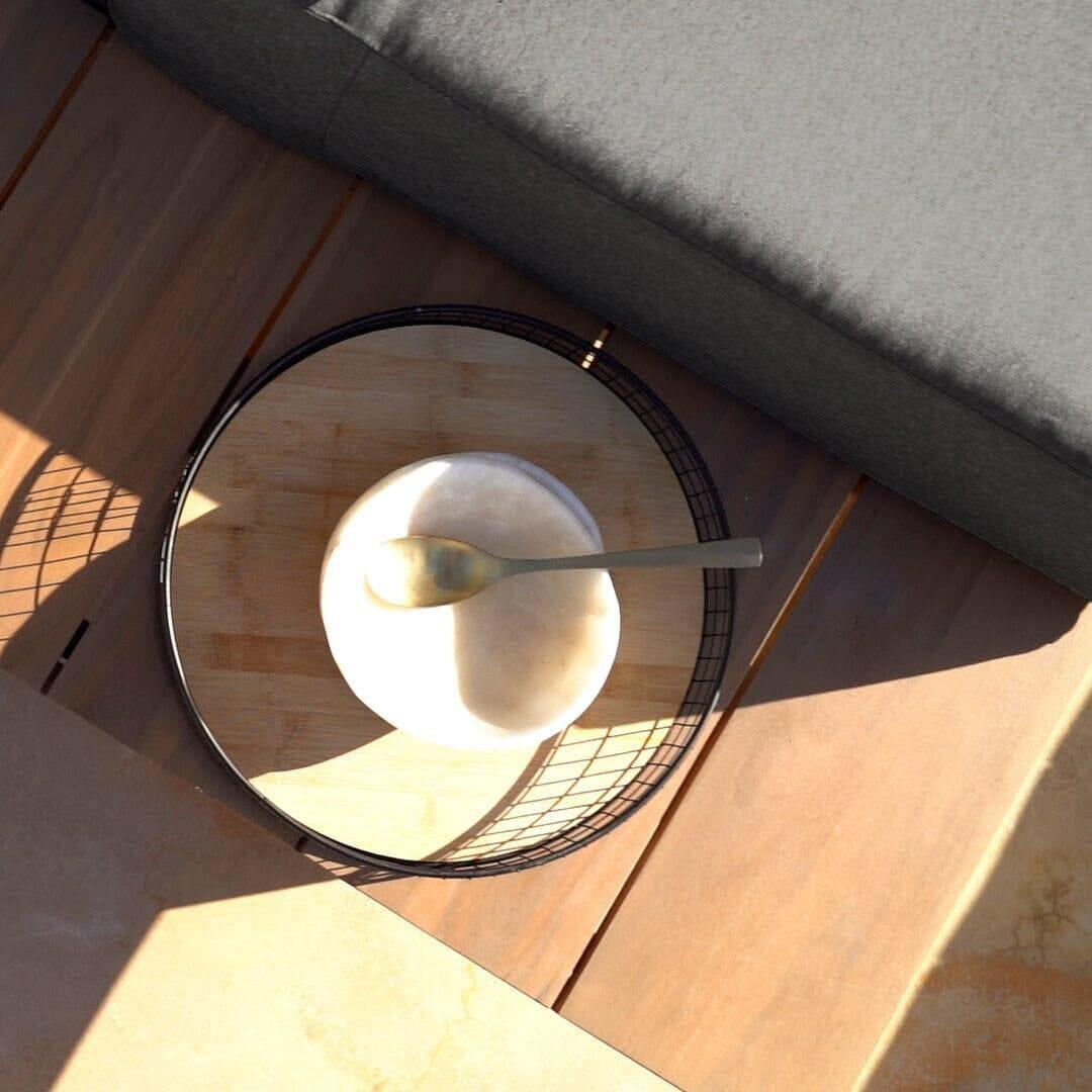 Shiva Grey Garden Corner Sofa Set with Cream Lean Over Parasol - Laura James