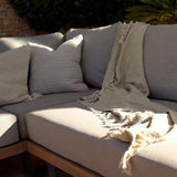 Shiva Garden Corner Sofa Set with Cream Lean Over Parasol - Stone