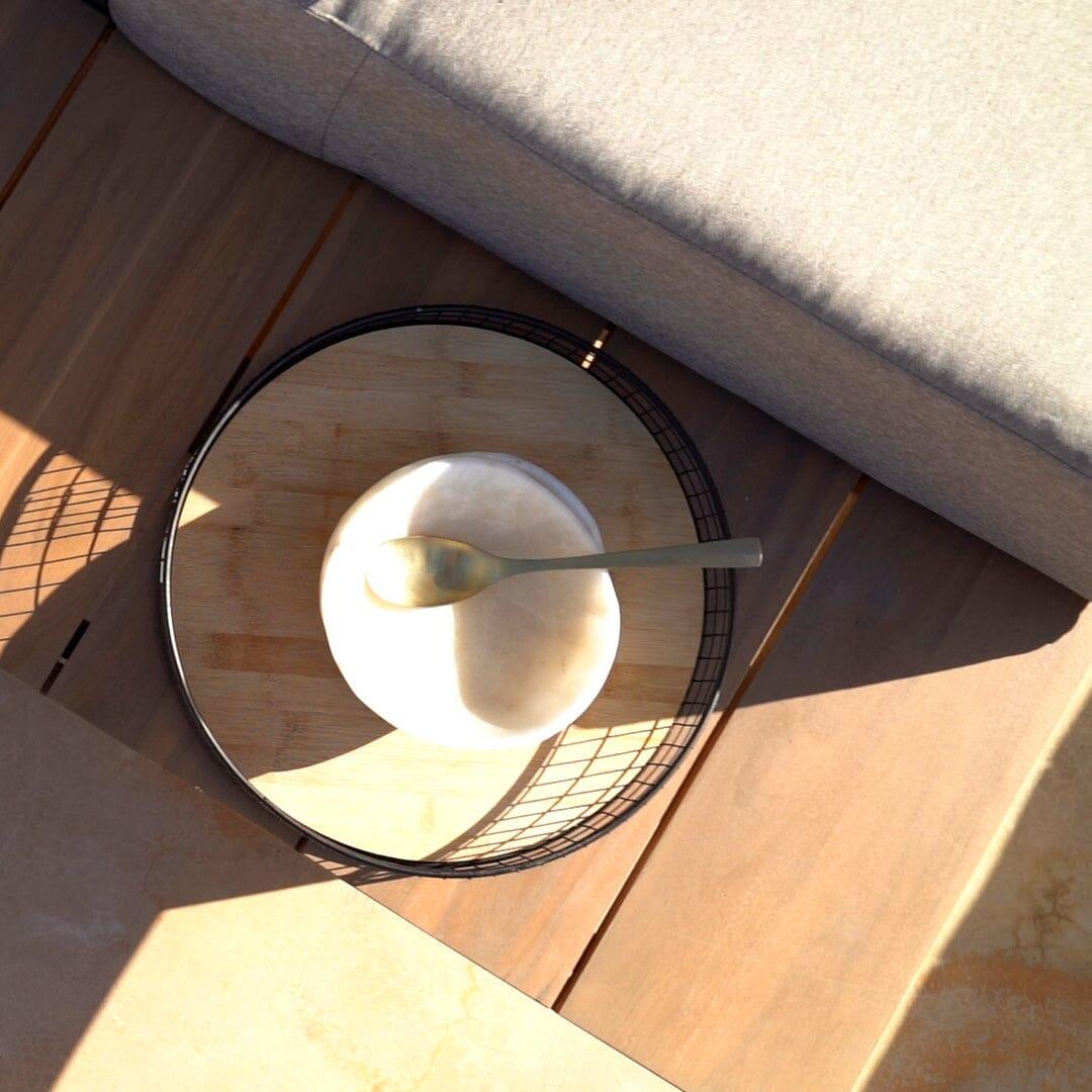 Shiva Garden Corner Sofa Set with Cream Lean Over Parasol - Stone