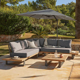 Shiva Garden Lounge Set - Grey - With Grey Premium Cantilever Parasol - Laura James