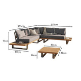 Shiva Garden Lounge Set - Grey - With Grey Premium Cantilever Parasol - Laura James