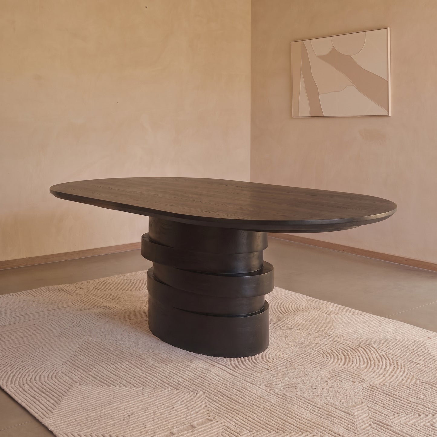 Adam 240cm Jet Black Mango Wood Oval Dining Table - Laura James 
