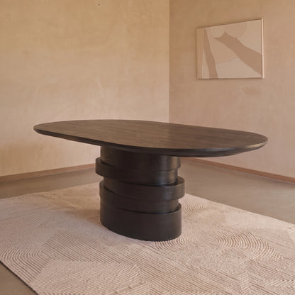 Adam 240cm Jet Black Mango Wood Oval Dining Table - Laura James 