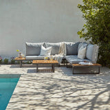Thea Garden Corner Sofa Set with Grey Parasol