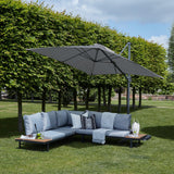Thea Garden Corner Sofa Set with Grey Premium Parasol