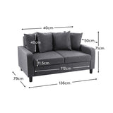 Tracy 2 Seater Sofa - Grey Linen with Black Legs - Laura James