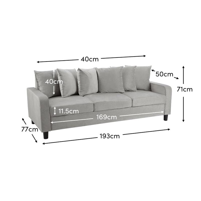 Tracy 3 seater sofa - grey velvet - Laura James