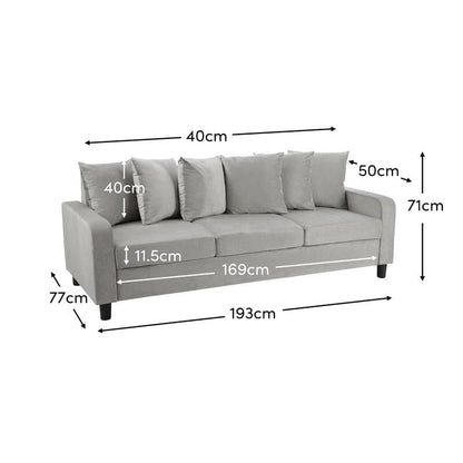 Tracy 3 seater sofa - grey velvet - Laura James