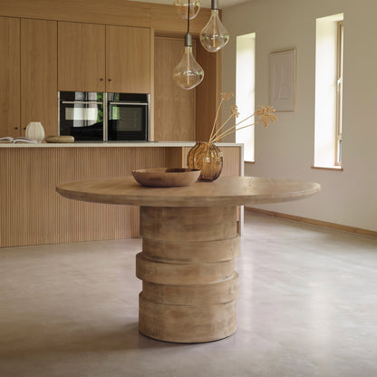 Adam 135cm Almond Brown Round Dining Table - Laura James 