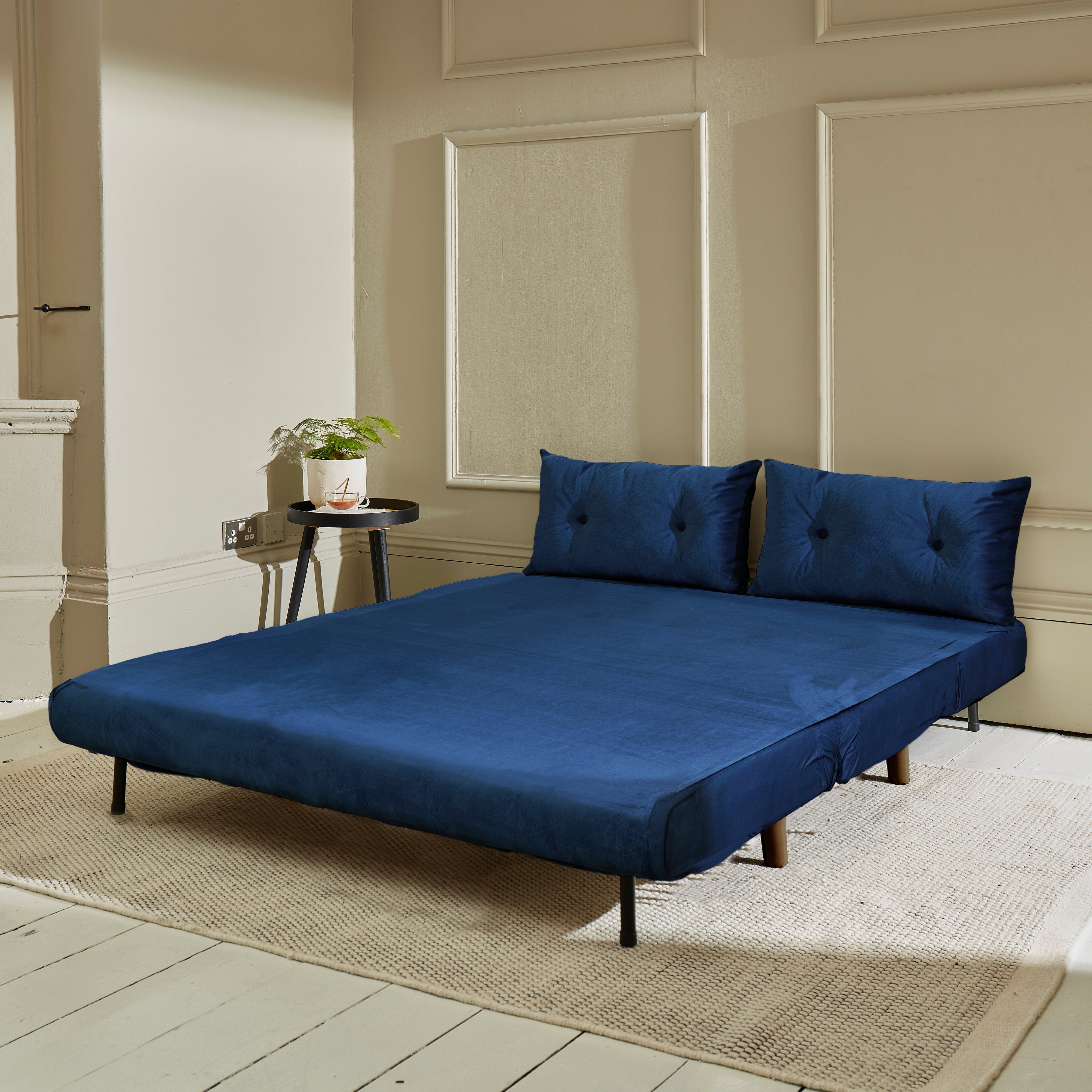 Una Blue Velvet Double Sofa Bed Laura James