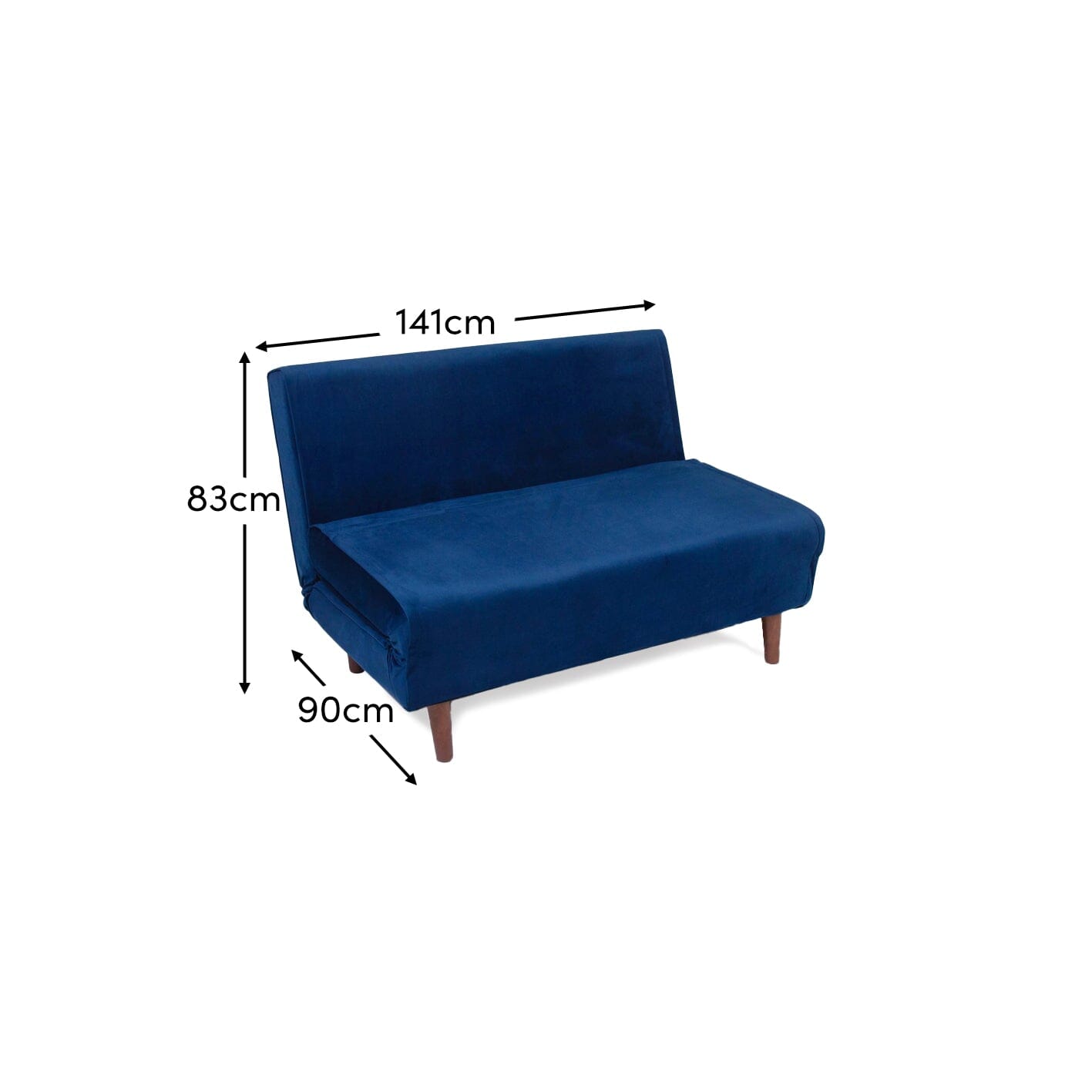 Una Blue Velvet Double Sofa Bed - Laura James