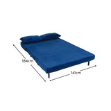Una Blue Velvet Double Sofa Bed - Laura James
