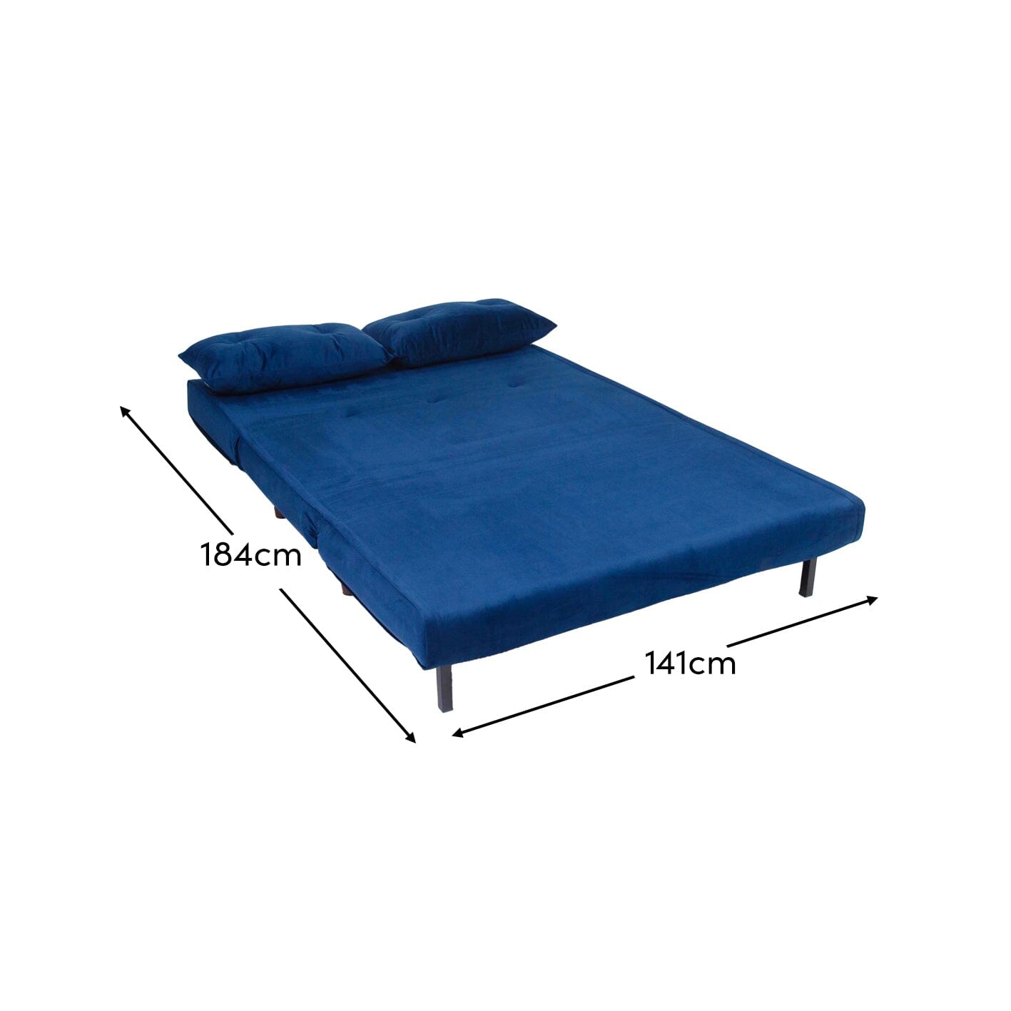 Una Blue Velvet Double Sofa Bed - Laura James