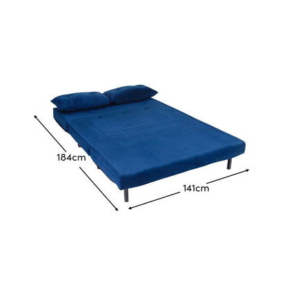 Una Blue Velvet Double Sofa Bed - Laura James