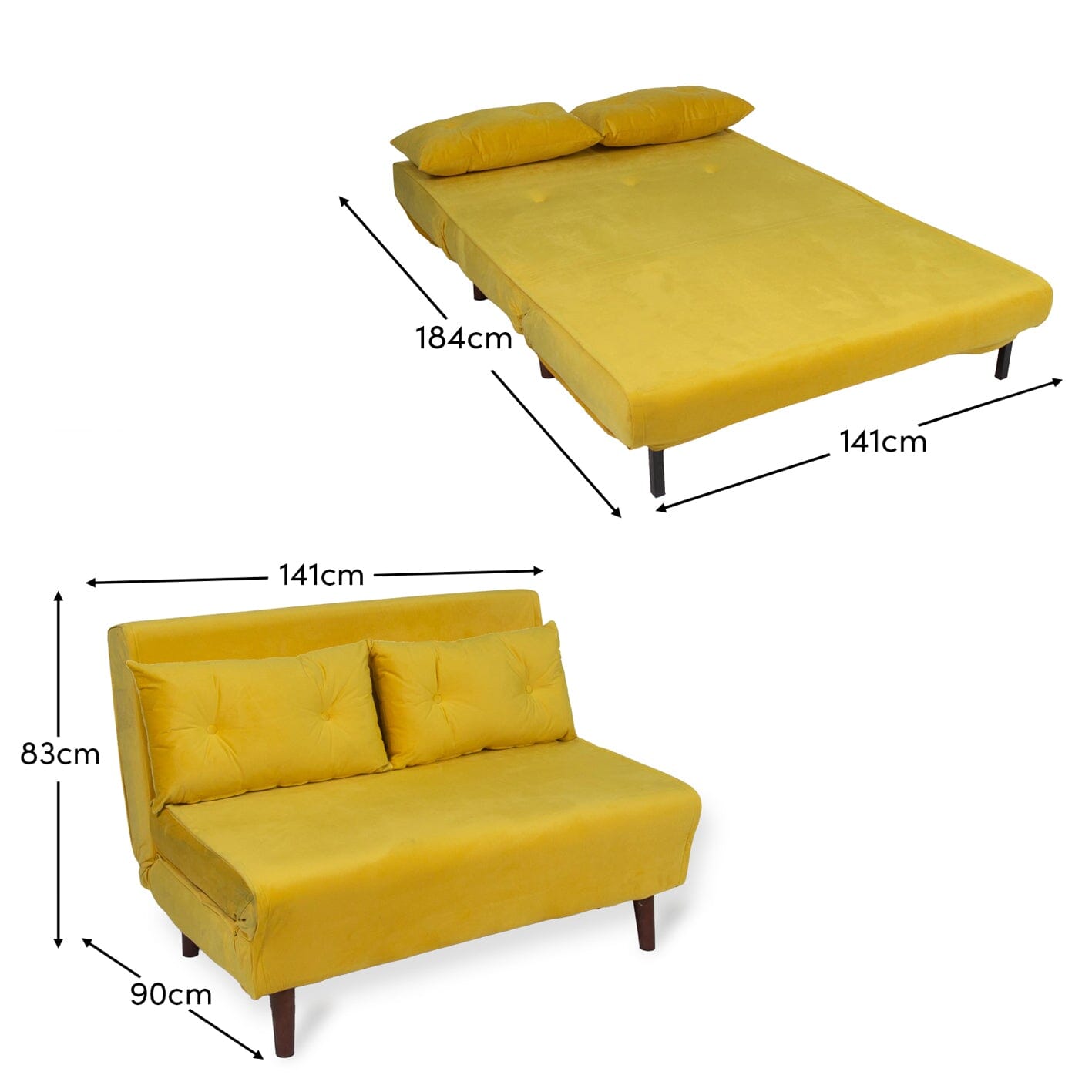 una-yellow-double-sofa-bed - Laura James