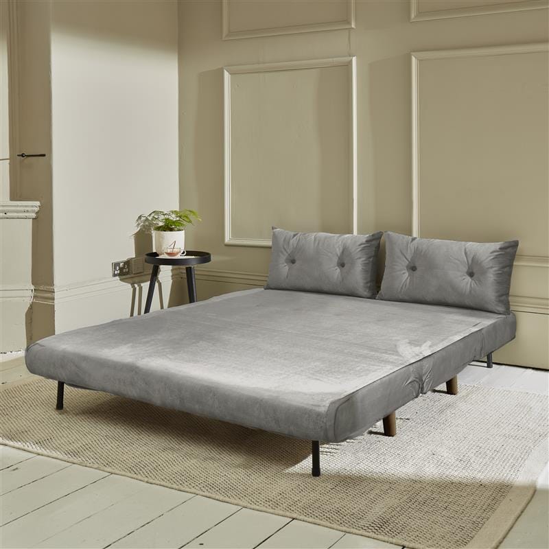 Una Grey Velvet Double Sofa Bed Laura James