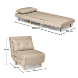 Una Single Sofa Bed -  Soft Beige with Pale Oak Legs - Laura James 