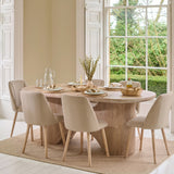 Octavia 220cm Limewash Dining Table Set - 6 Seater - Freya Sand Dining Chairs - Chalked Mango Wood Legs - Laura James 