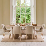 Octavia 220cm Limewash Dining Table Set - 6 Seater - Freya Sand Dining Chairs - Chalked Mango Wood Legs - Laura James 