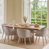 Bastian 220cm Limewash Dining Table Set - 6 Seater - Archer Soft Beige Dining Chairs - Whitewash Legs - Laura James 