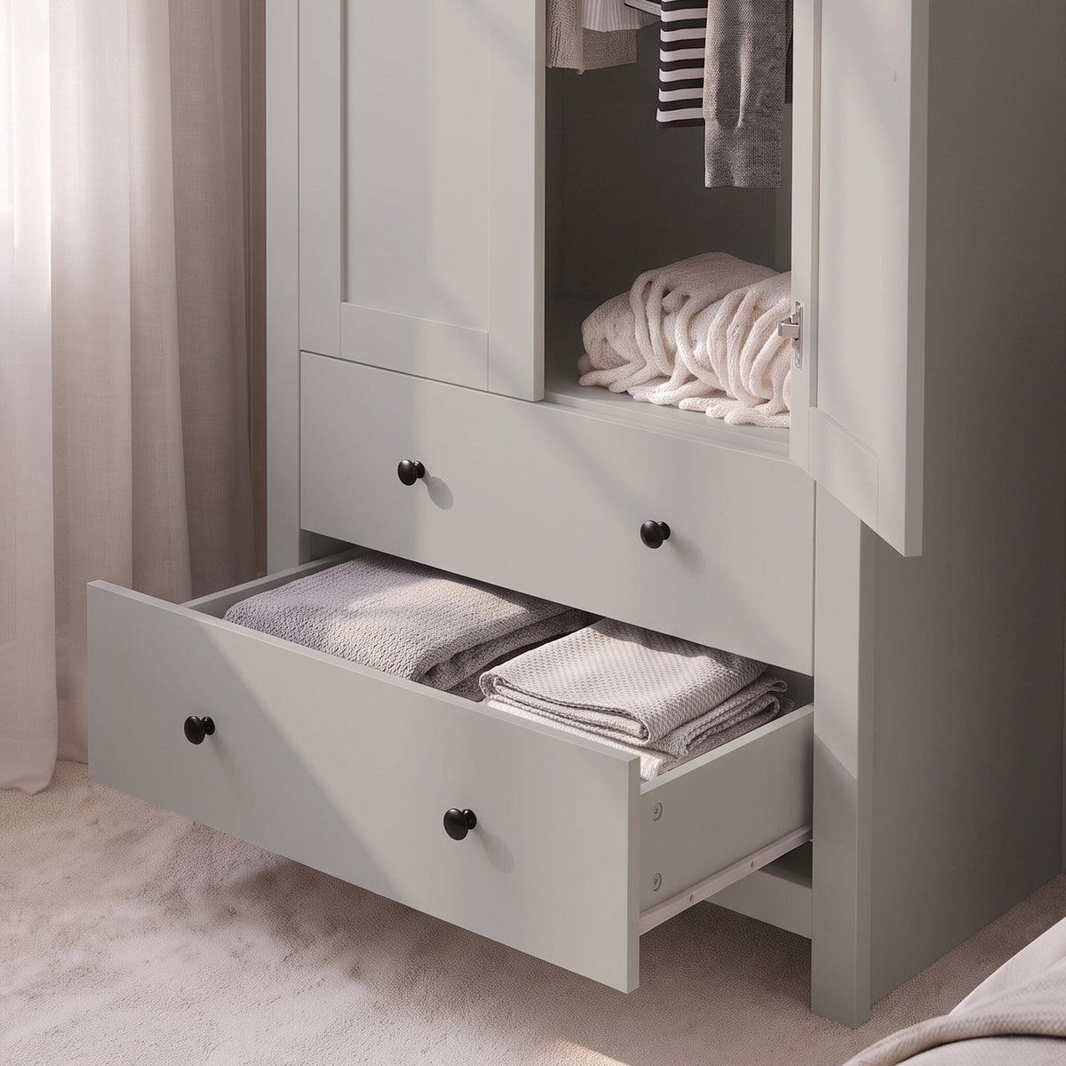 Bampton Double Wardrobe - Stone Grey - New
