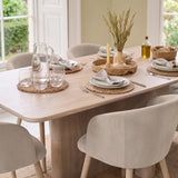 Bastian 220cm Limewash Dining Table Set - 6 Seater - Archer Soft Beige Dining Chairs - Whitewash Legs - Laura James 