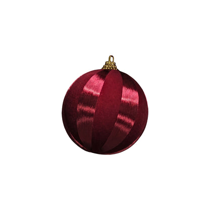 Valen 8cm Shatterproof Bauble - Burgundy Red Stripe