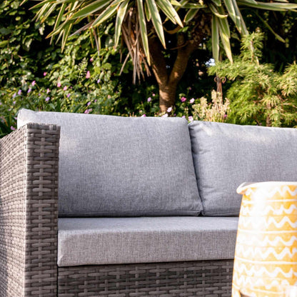 Weston 4 Seater Rattan Corner Sofa Garden Set With Polywood Top - Grey Weave