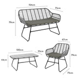Wick Rattan Garden Sofa Set with Grey LED Premium Parasol – Light Grey - Laura James