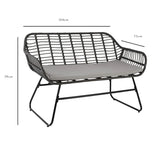Wicker Bench Dark Grey  - Laura James