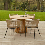 Willow 4 Seater Natural Wood Round Garden Dining Set - Hali Natural Chairs - Laura James