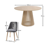 Willow Pale Oak  Dining Table Set - 4 Seater - Freya Grey Dining Chairs - Whitewash Legs