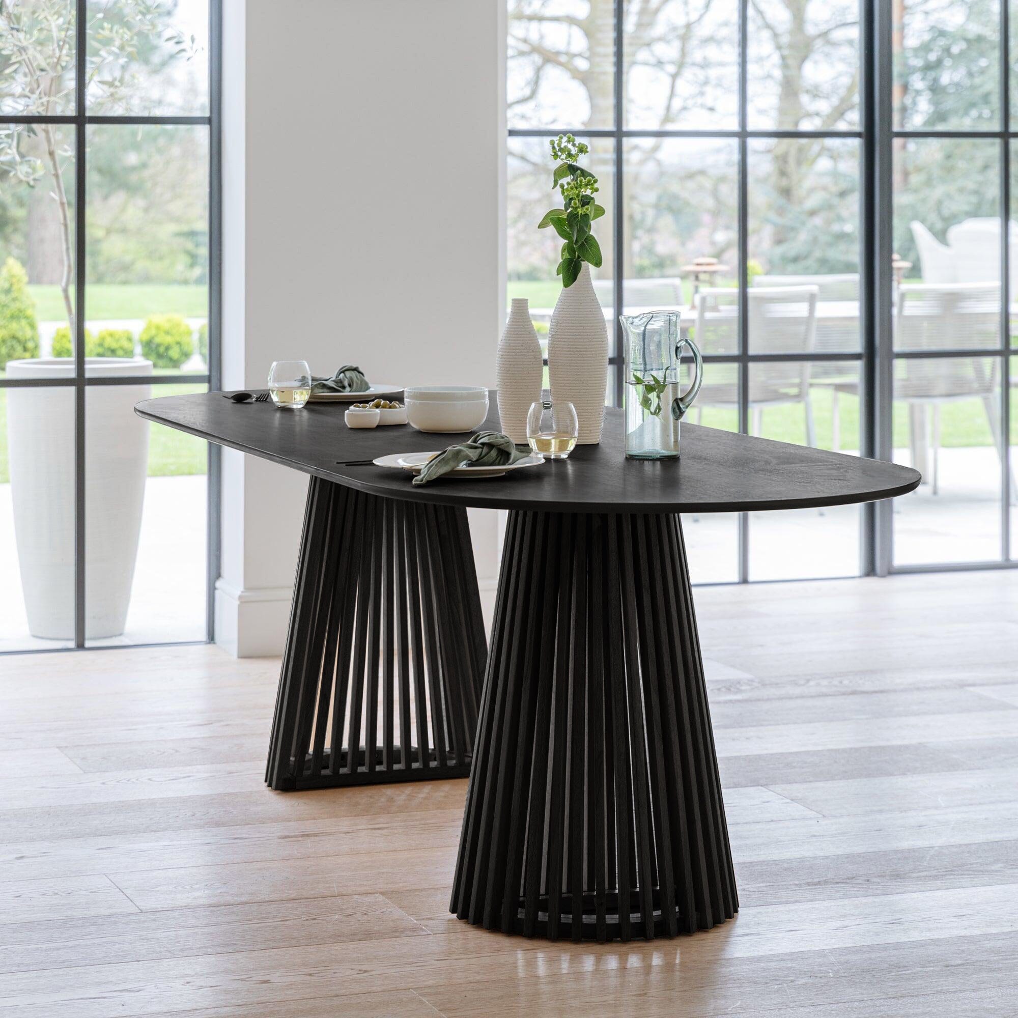 Willow Black Wood Oval Dining Table Laura James - Main Image