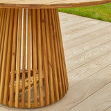 Willow 6 Seater Natural Wood Round Garden Dining Set - Hali Green Chairs