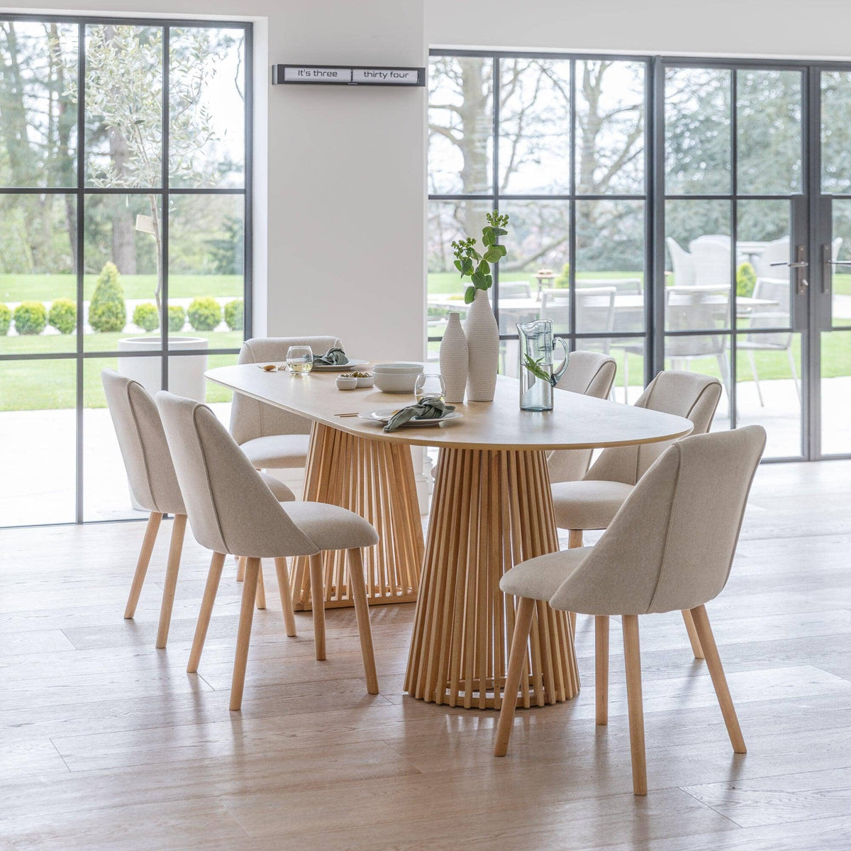 Willow Japandi Oval Dining Set & Oatmeal Dining Chairs - Laura James