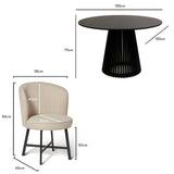 Willow Black Round Dining Table Set - 4 Seater - Jacob Sand Dining Chairs - Laura James