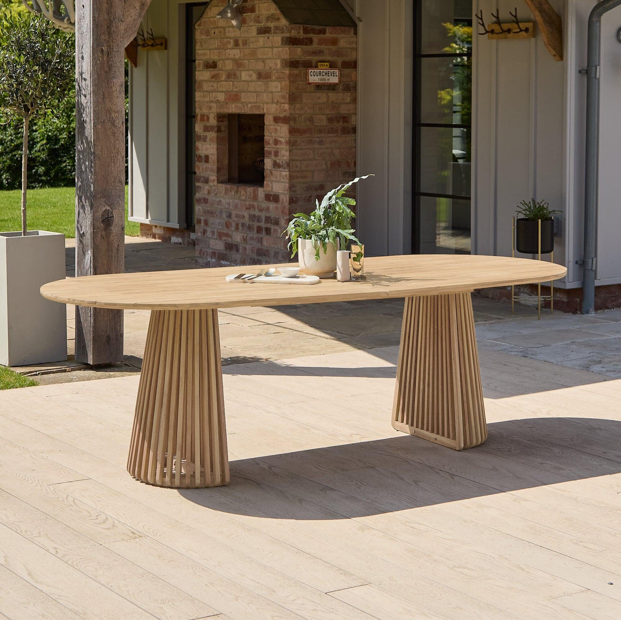 Willow Natural Wood Oval Garden Dining Table - Laura James