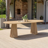 Willow 6 Seater White Acacia Oval Garden Dining Set with Cove Pink Rope Chairs