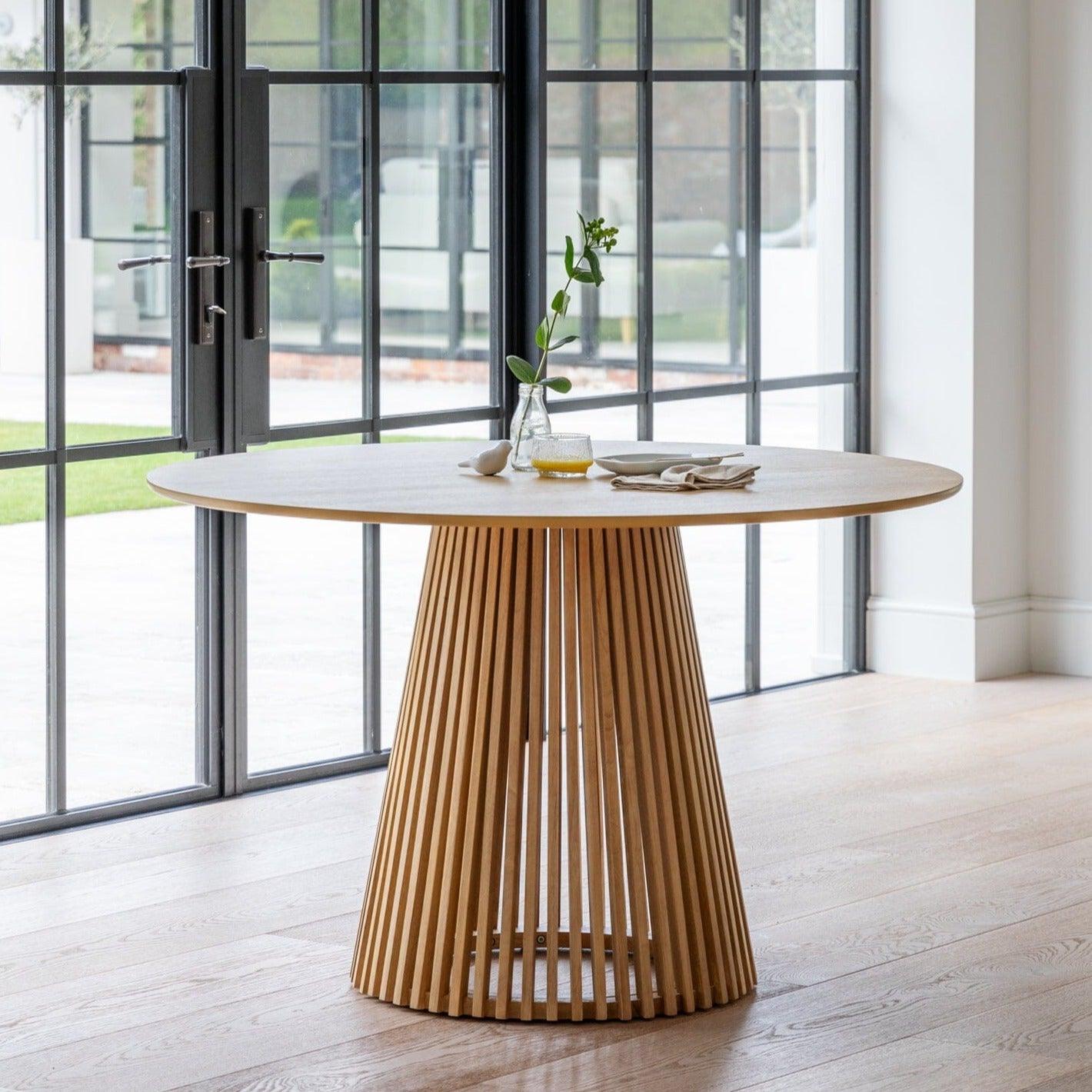 Willow Slatted Wood Dining Table Pale Oak Laura James