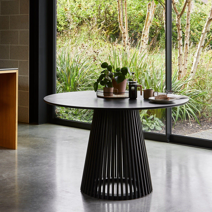 Willow Black Slatted Wood Dining Table - Laura James